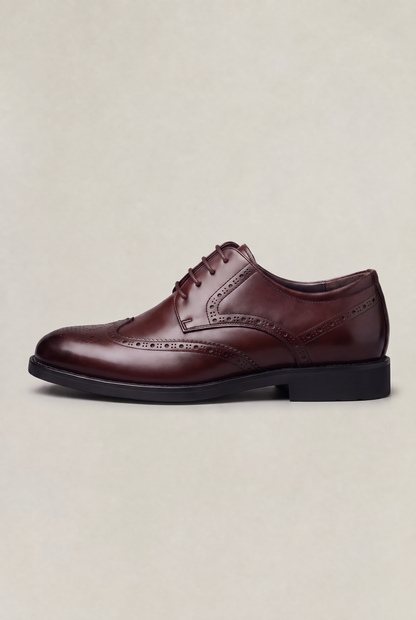 Leather-Look Lace-Up Derby Shoes in Brown