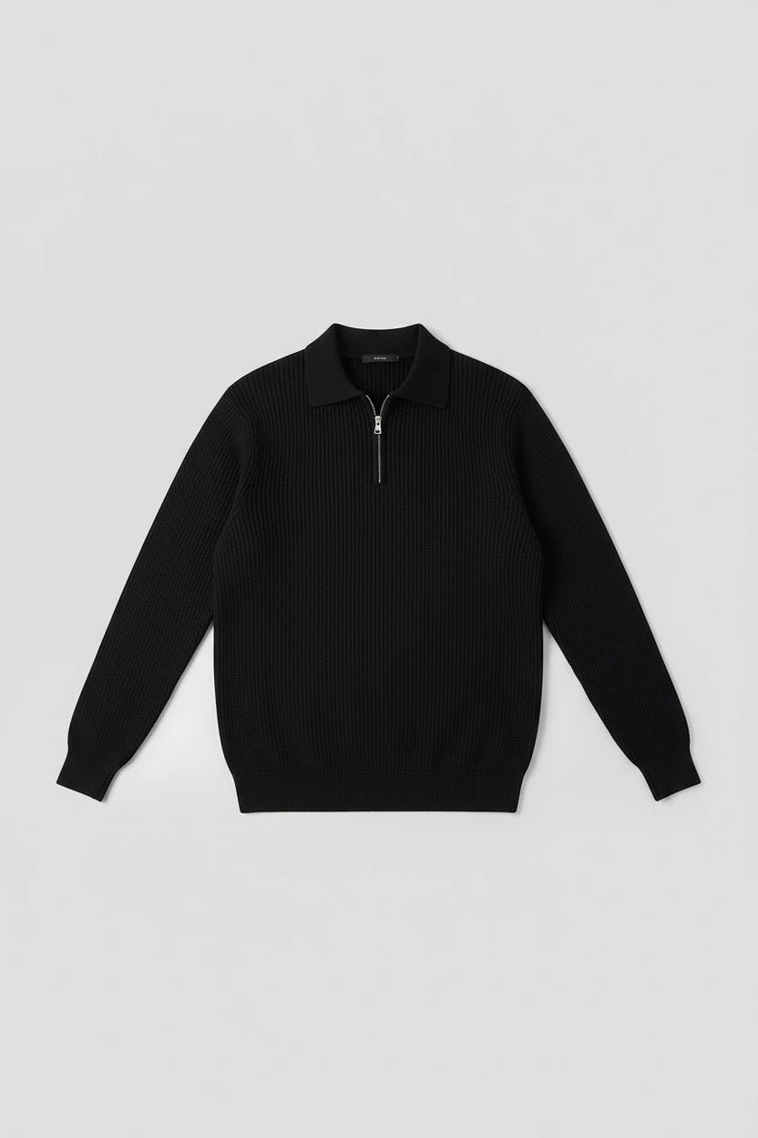 Marcus Quarter-Zip Sweater - Black