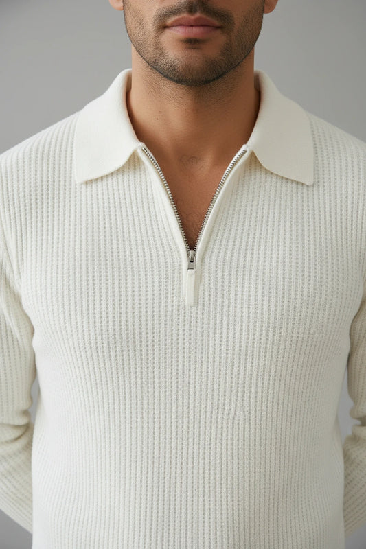 Marcus Quarter-Zip Sweater - White