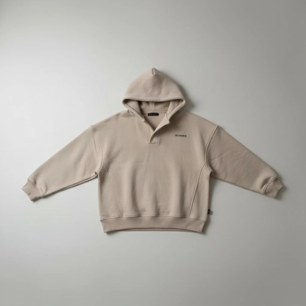 Maren Hooded Popover Sweatshirt - Beige
