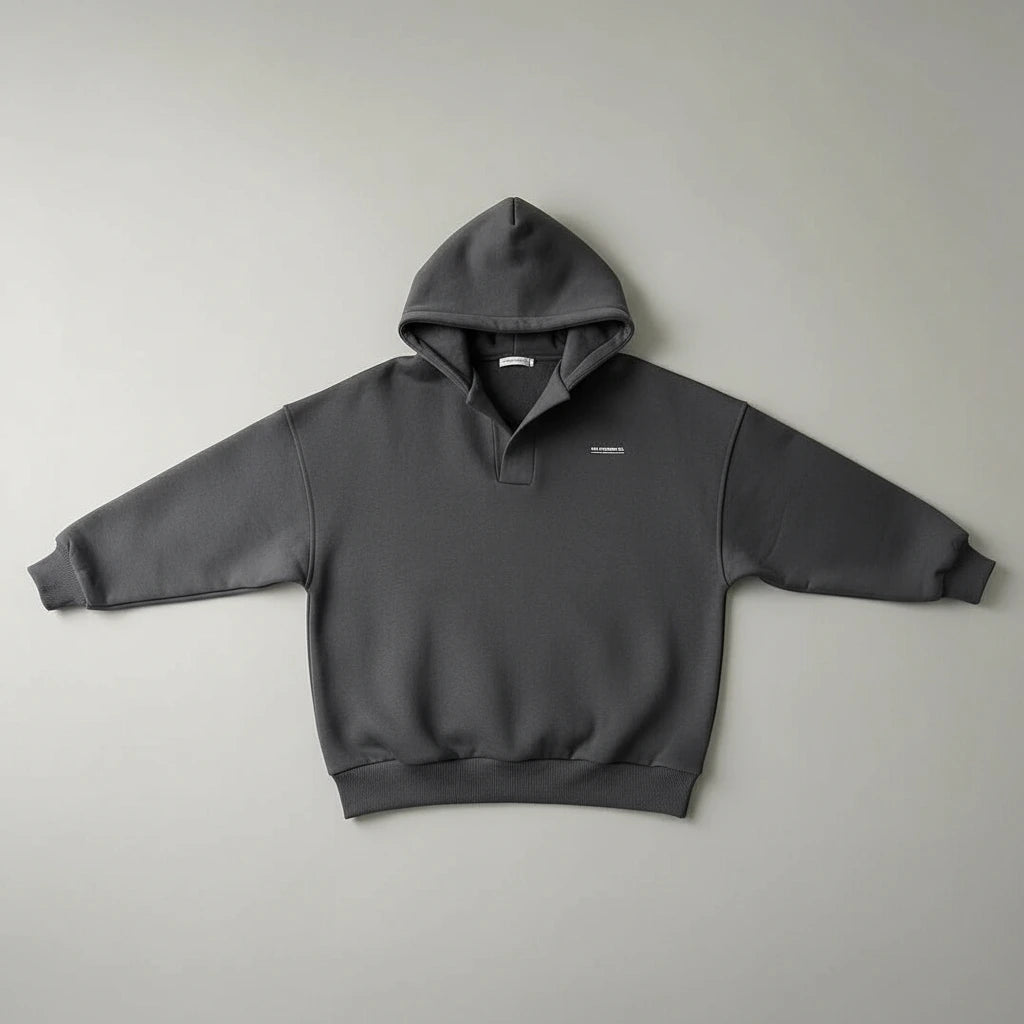 Maren Hooded Popover Sweatshirt - Grey