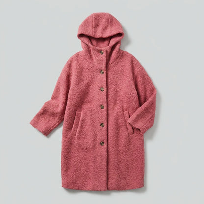 Marlowe Cozy Hooded Boucle Coat - Pink