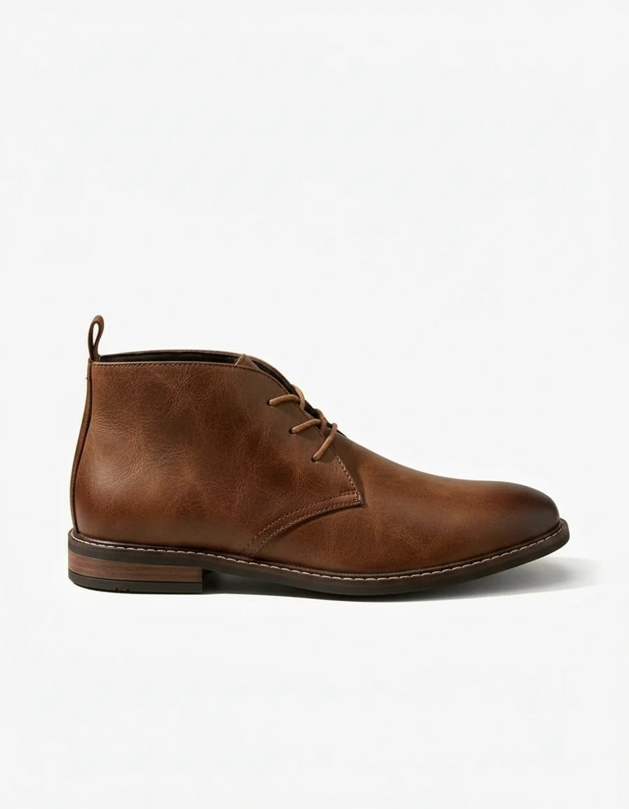Valelus Muhammad Full-Grain Leather Chukka Boots in Dark Brown, profile product shot