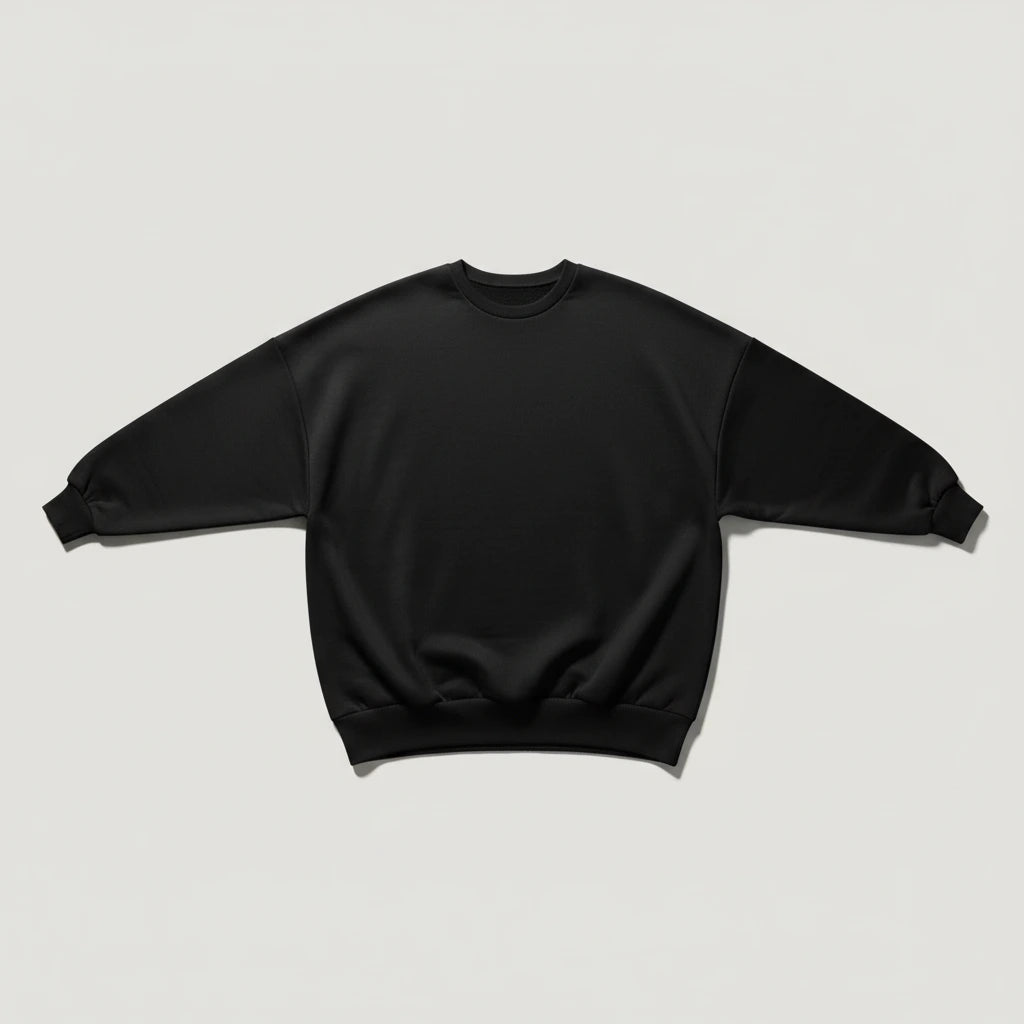 Nora Oversized Textured Sweater in black, flat lay product photo
