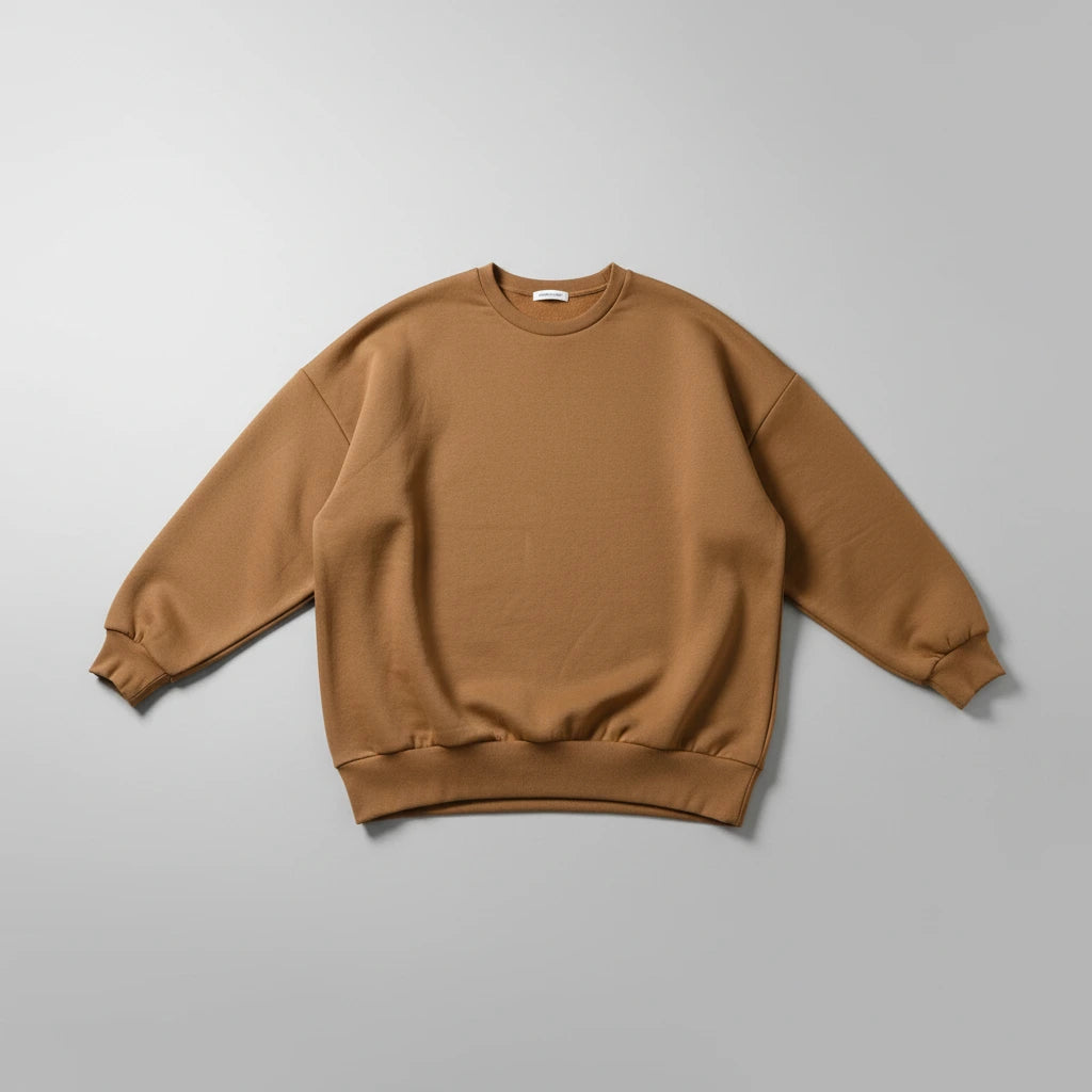 Nora Oversized Textured Sweater in brown, flat lay product photo