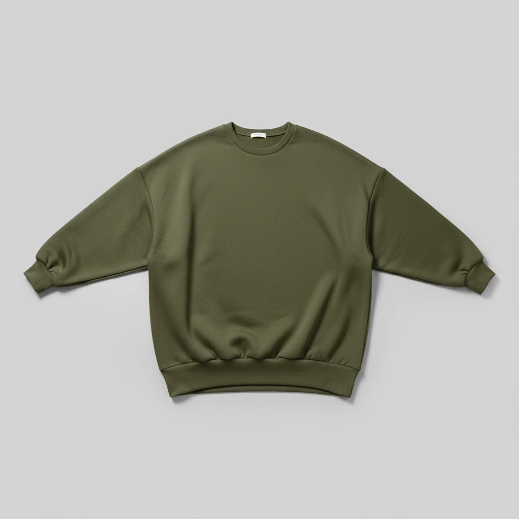 Nora Oversized Textured Sweater in green, flat lay product photo