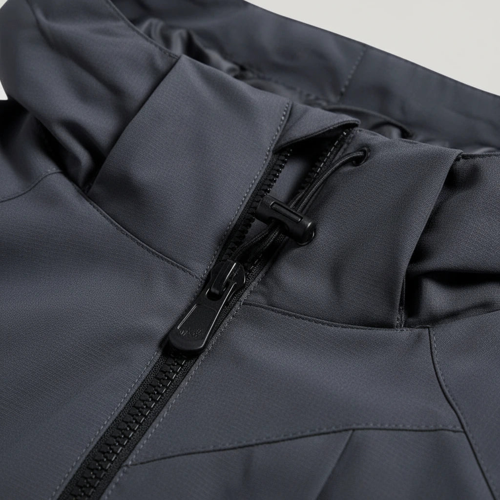 Nora Windbreaker Jacket with Hood - zip and drawcord detail