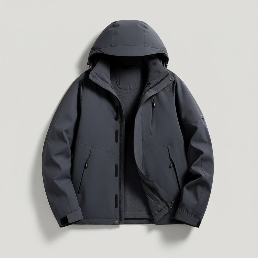 Nora Windbreaker Jacket with Hood - Black flat lay