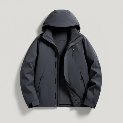 Nora Windbreaker Jacket with Hood - Black flat lay