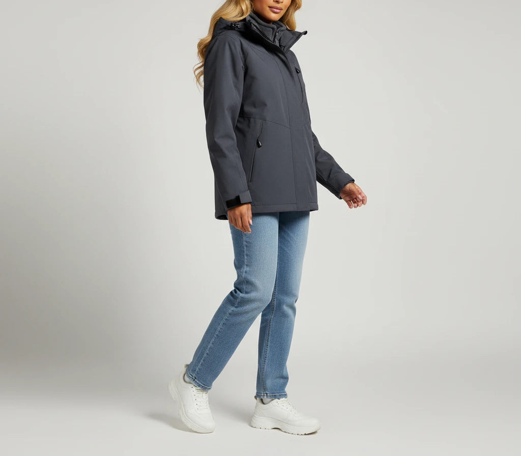 Nora Windbreaker Jacket with Hood - Black