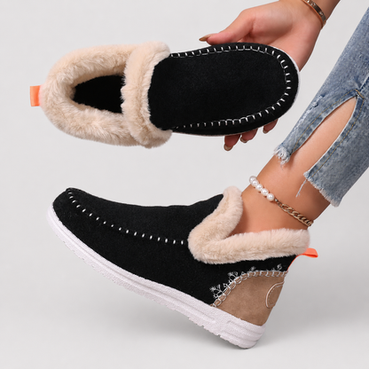 Fleece-Lined Supportive House Slippers - Black