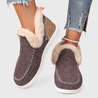 Fleece-Lined Supportive House Slippers - Khaki