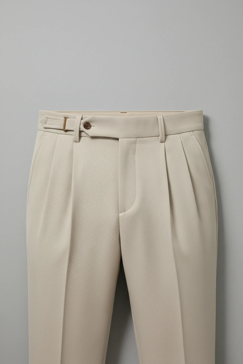 Oscar Pleated Trousers - Beige