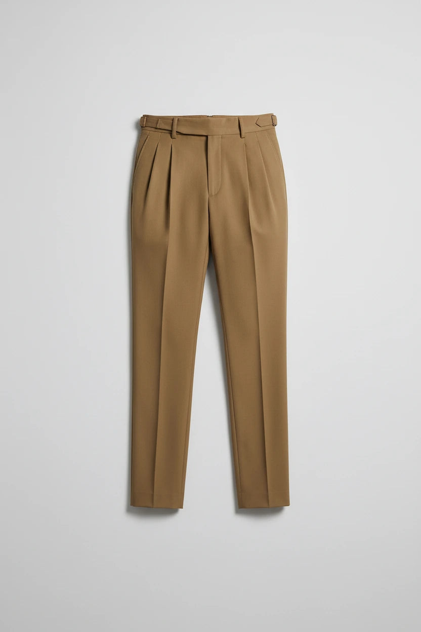 Oscar Pleated Trousers - Brown
