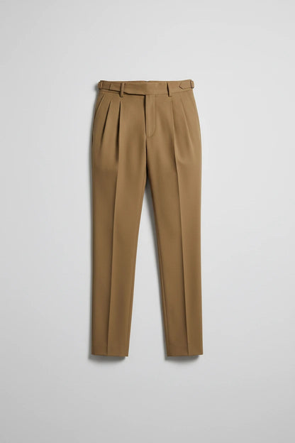 Oscar Pleated Trousers - Brown