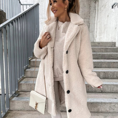 Oversized Teddy Long Coat - White