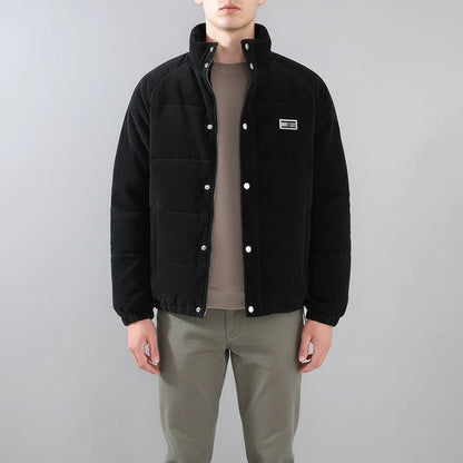 Padded Corduroy Warm Jacket - Black