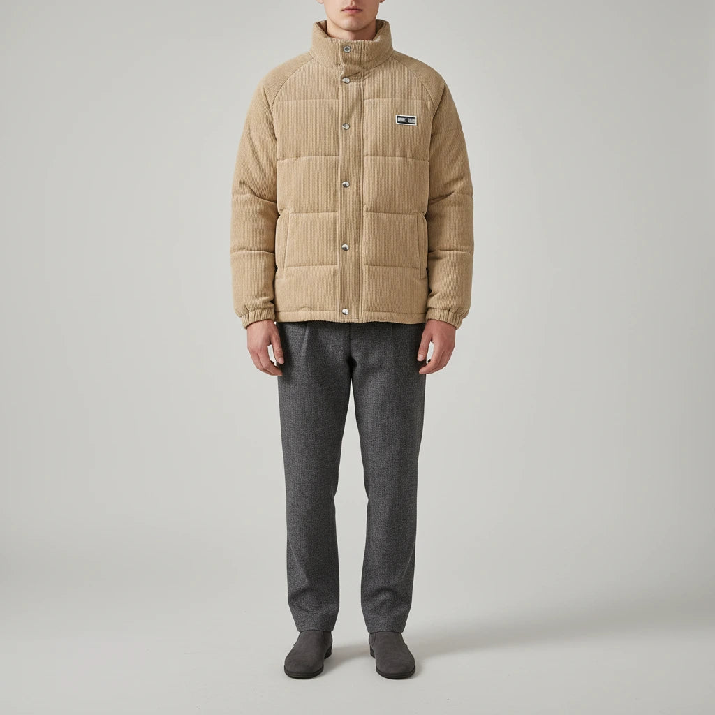 Padded Corduroy Warm Jacket - Khaki