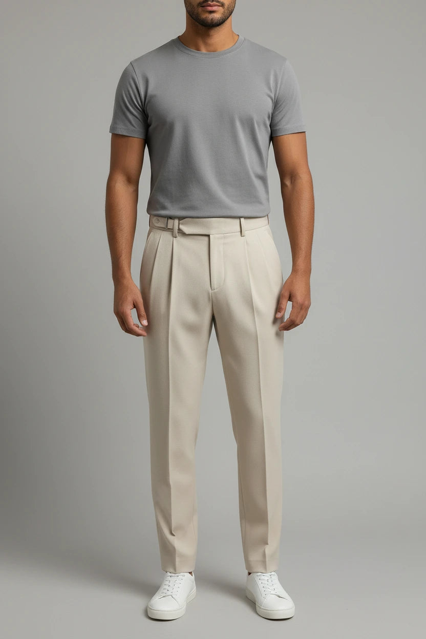 Pleated Trousers - Beige