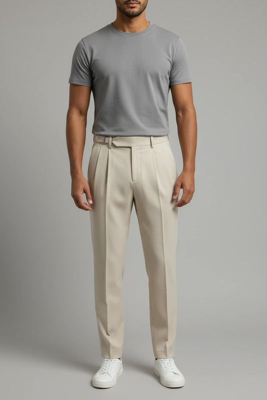 Pleated Trousers - Beige