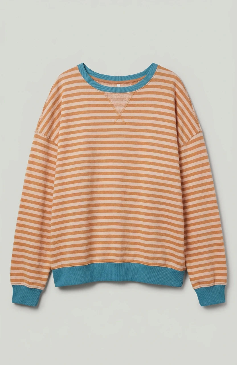 Poppy Oversized Striped Sweatshirt - Orange Stripes