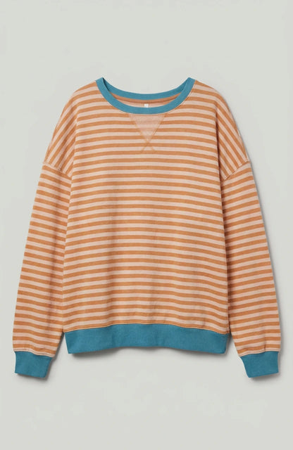 Poppy Oversized Striped Sweatshirt - Orange Stripes
