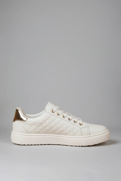 Ergonomic Quilted Low-Top Trainers - White