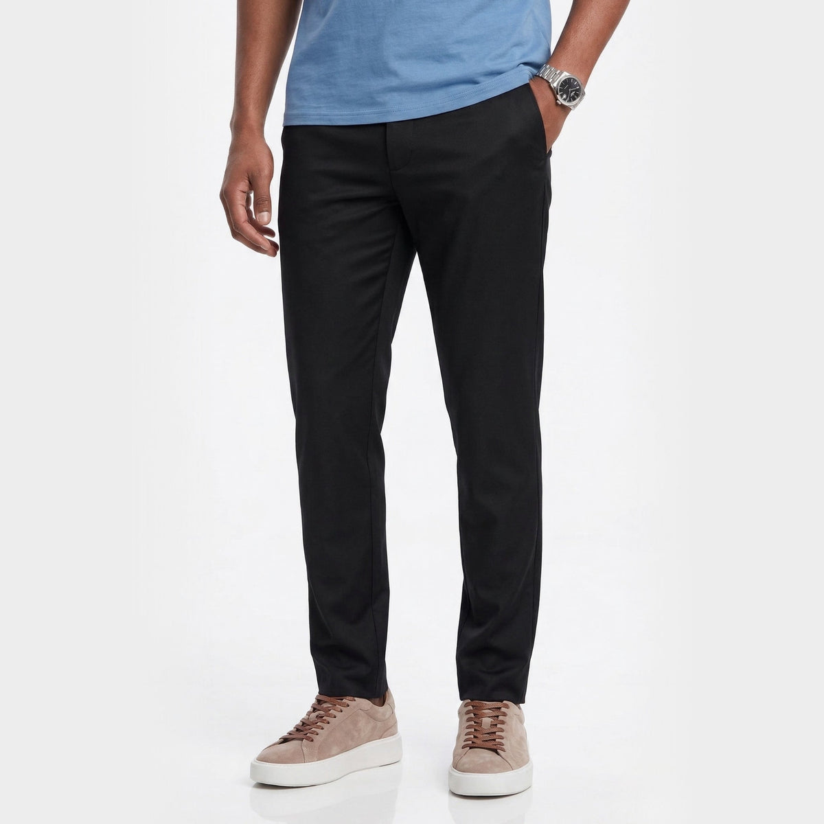 Slim-Fit Stretch Chino Trousers in Black
