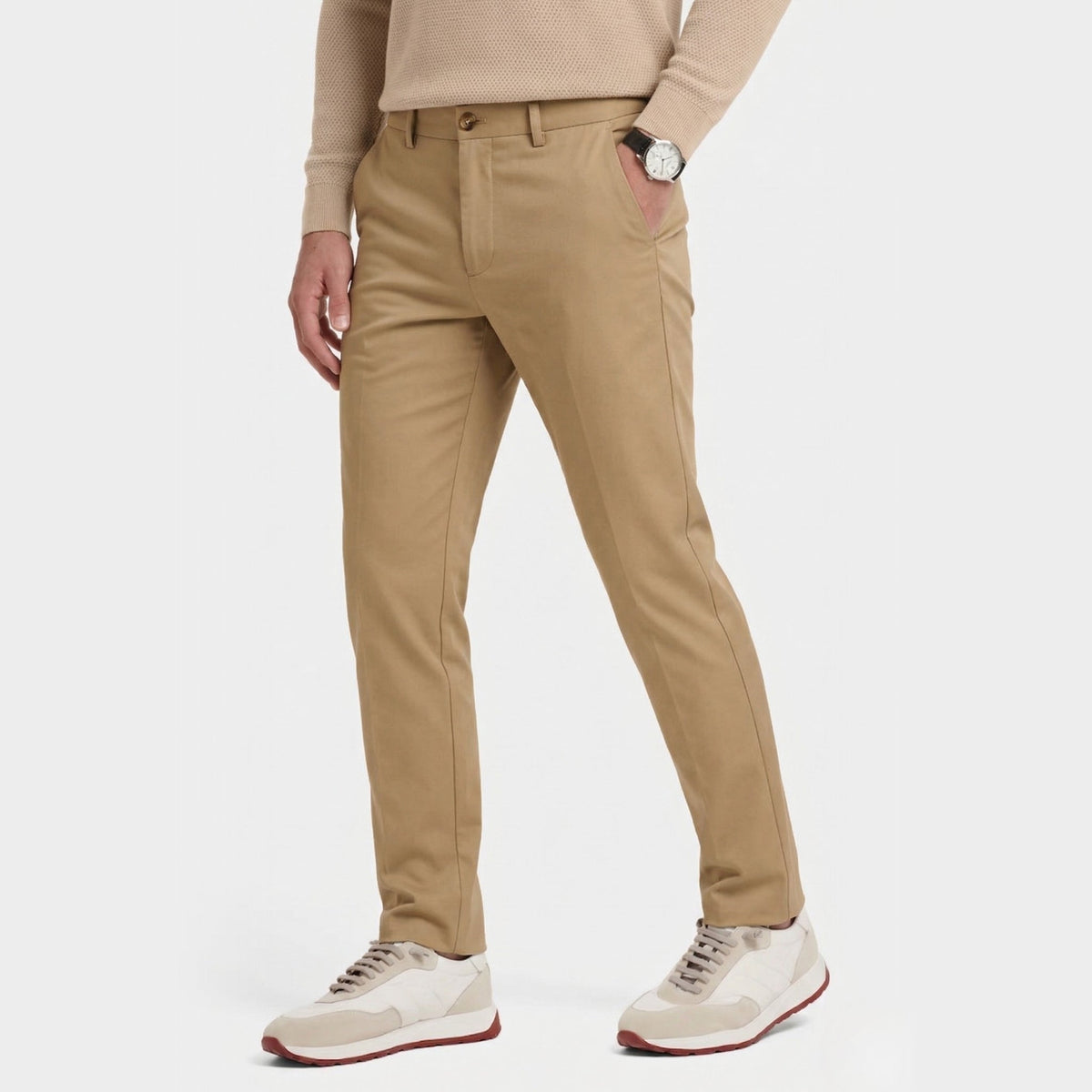 Slim-Fit Stretch Chino Trousers in Khaki