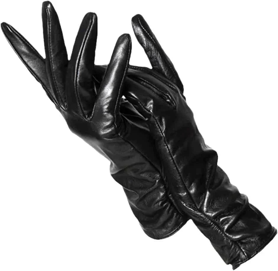 Shearling-Lined Winter Gloves - Black