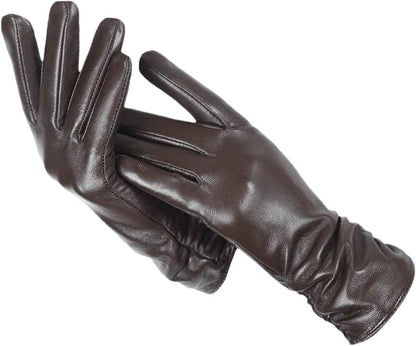 Shearling-Lined Winter Gloves - Dark Brown