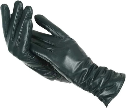 Shearling-Lined Winter Gloves - Dark Green