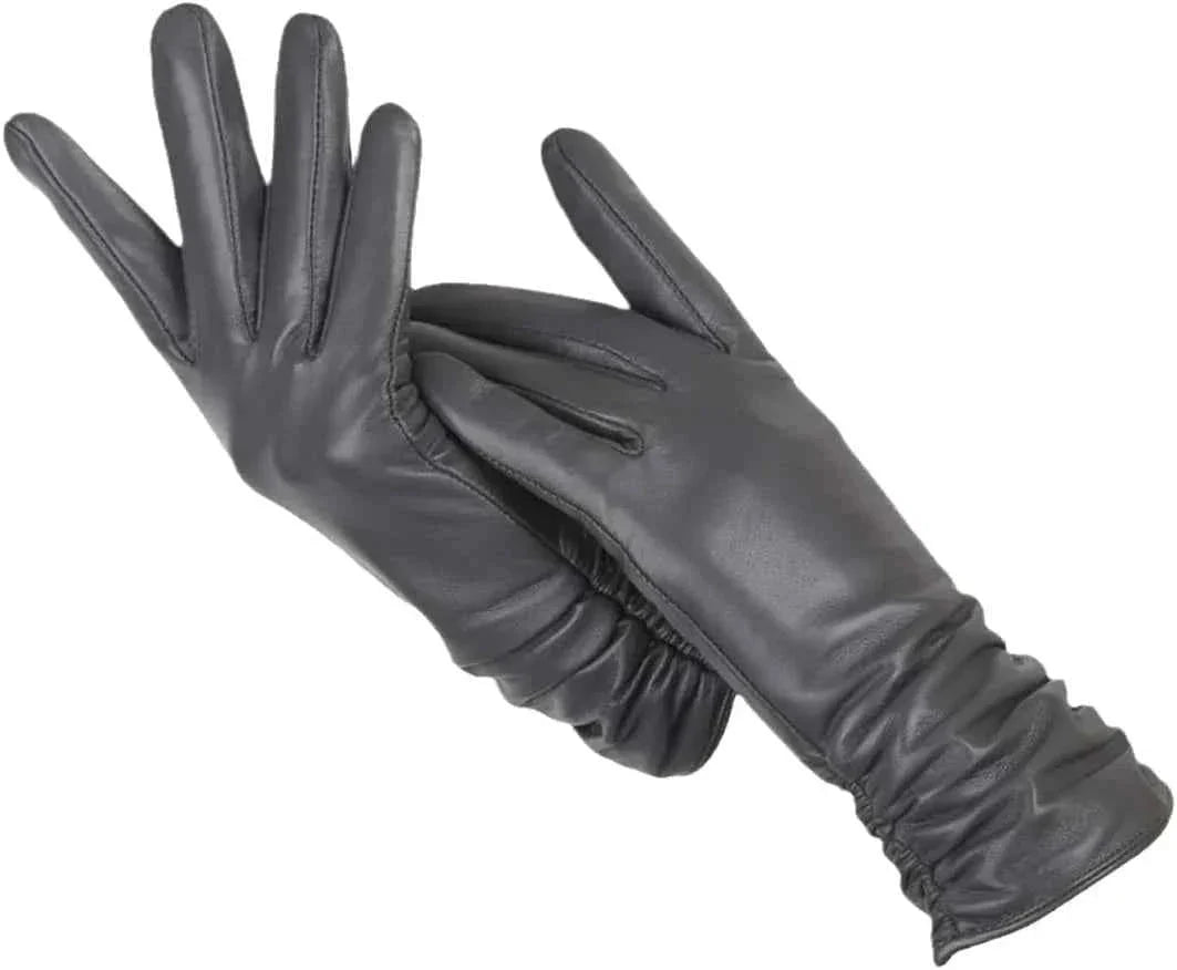 Shearling-Lined Winter Gloves - Dark Grey