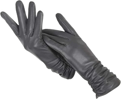 Shearling-Lined Winter Gloves - Dark Grey