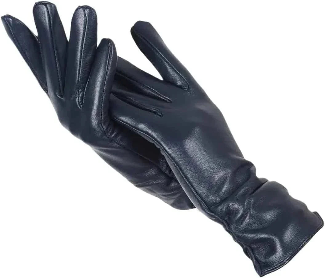 Shearling-Lined Winter Gloves - Navy