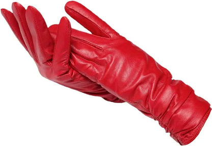 Shearling-Lined Winter Gloves - Red