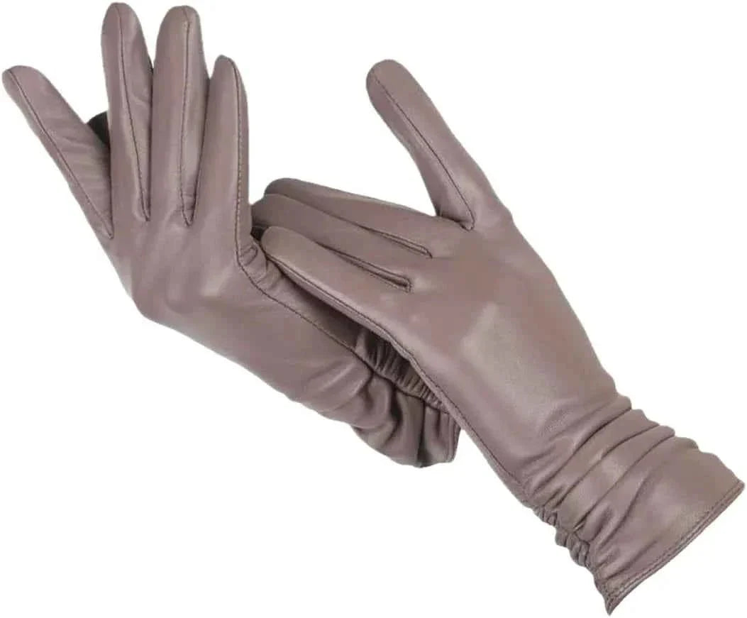 Shearling-Lined Winter Gloves - Taupe Brown