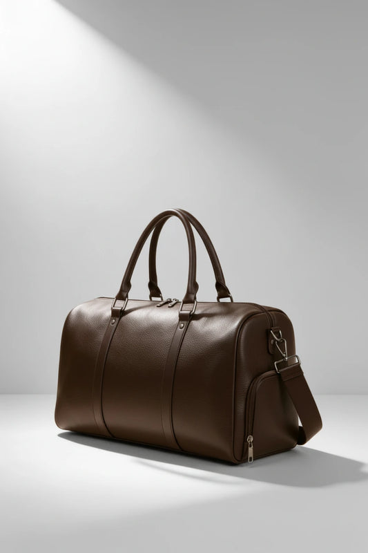 Theo Leather Travel Duffle Bag - Brown