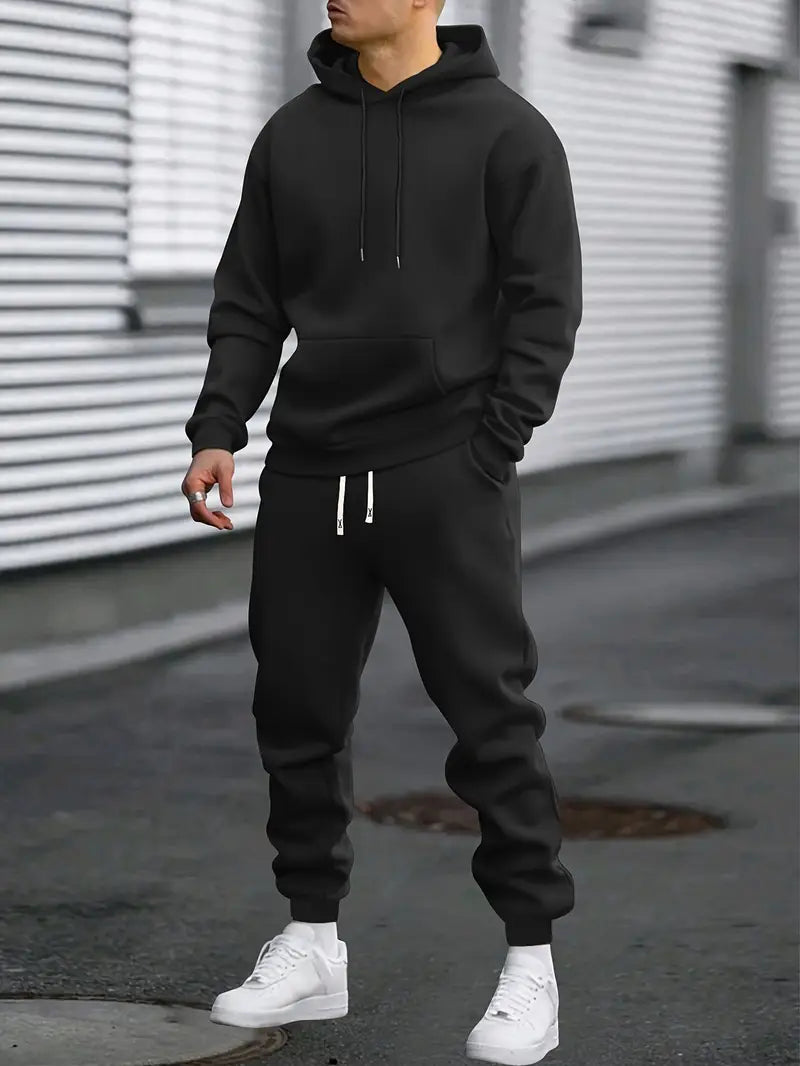 Hooded Tracksuit & Jogger Set - Black