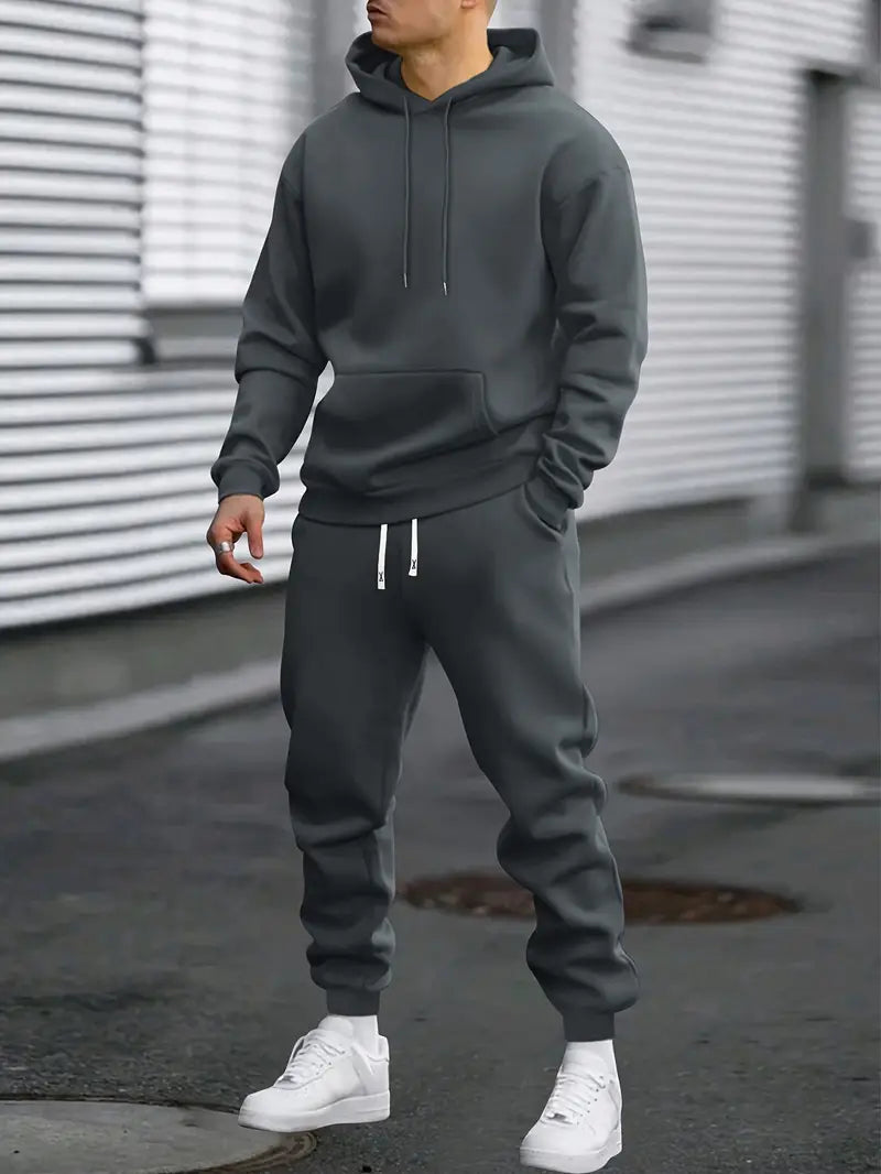 Hooded Tracksuit & Jogger Set - Dark Grey