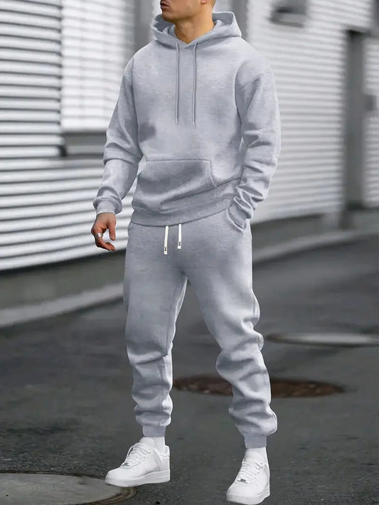 Hooded Tracksuit & Jogger Set - Grey