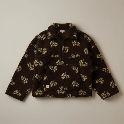 Willow Floral Teddy Fleece Jacket - Brown