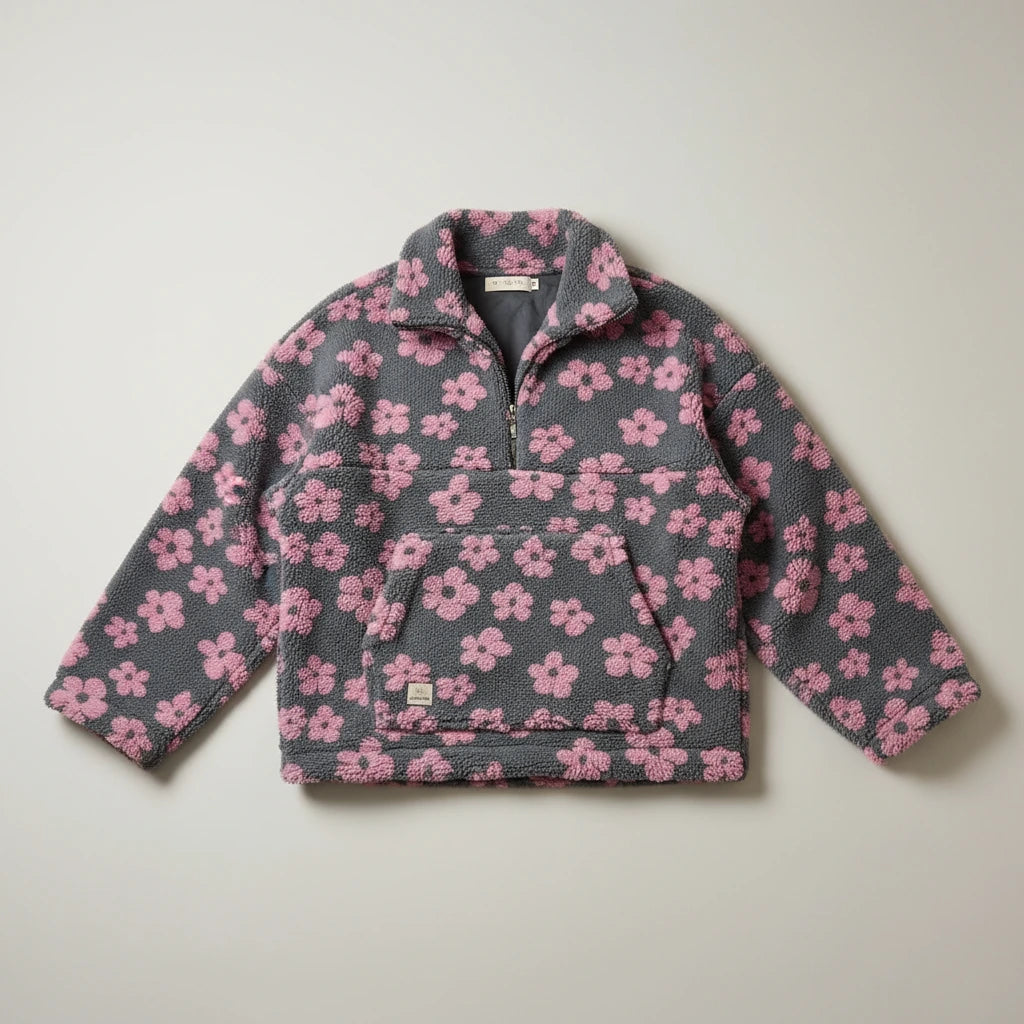 Willow Floral Teddy Fleece Jacket - Pink
