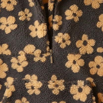 Willow Floral Teddy Fleece Jacket - floral print detail