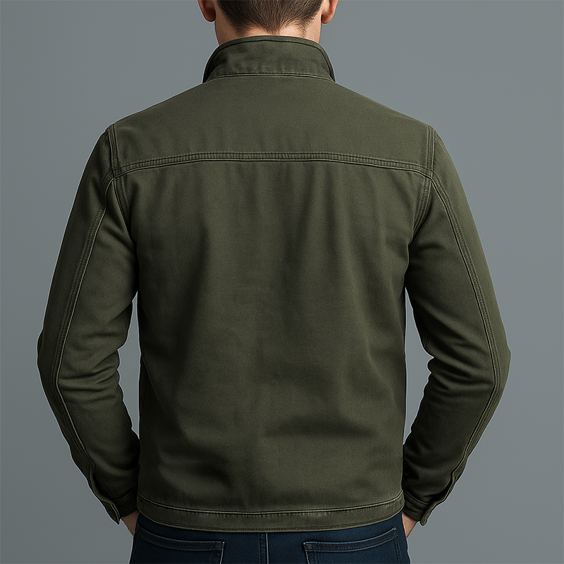 Vintage-Style Stand-Collar Zip Jacket