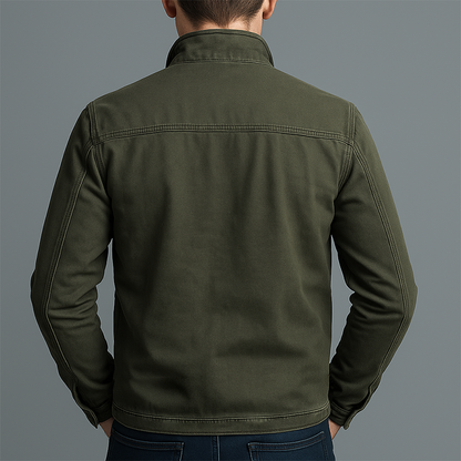 Vintage-Style Stand-Collar Zip Jacket