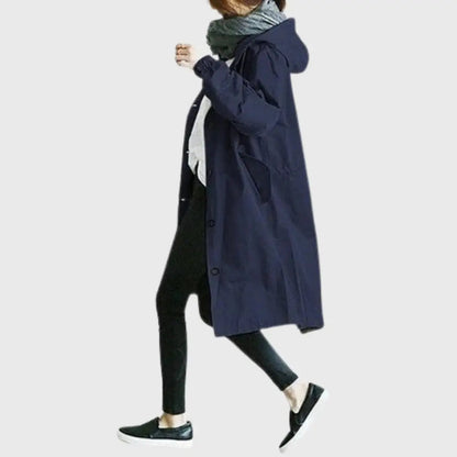 Waterproof Hooded Trench Coat - Blue