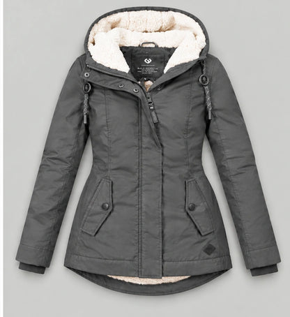 Sherpa-Lined Hooded Winter Parka - Grey