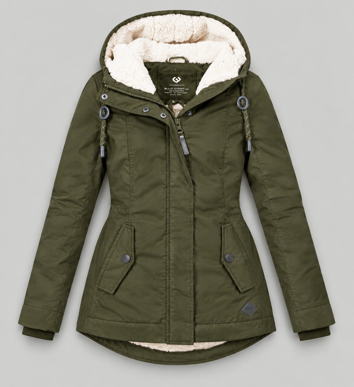 Sherpa-Lined Hooded Winter Parka - Khaki Green
