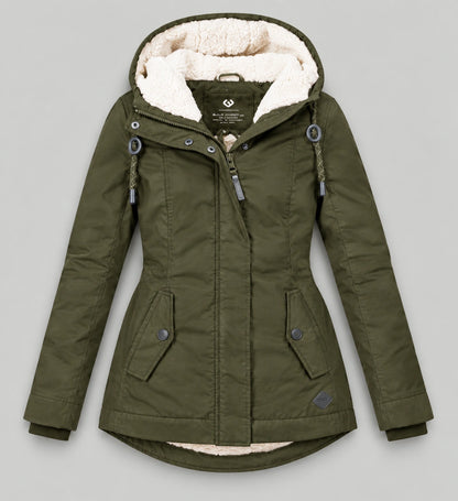 Sherpa-Lined Hooded Winter Parka - Khaki Green